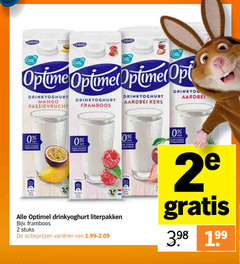  2 optimel drinkyoghurt mango passievrucht framboos aardbei kers stuks varieeren 