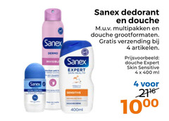  4 400 sanex dermo invisible expert deodorant douche multipakken grootformaten verzending artikelen skin sensitive ml 10 