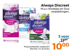  3 12 28 always discreet broekjes duo normal protection integrale verband stuks 10 