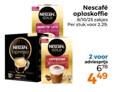  nescafe oploskoffie 2 1000 gold amaretto latte 8 10 25 zakjes stuk espresso cappuccino original 