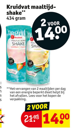  2 kruidvat maaltijd shake vervangen maaltijden dag energie beperkt dieet afvallen lees 