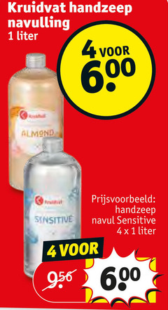  1 4 600 kruidvat handzeep navulling liter navul sensitive 