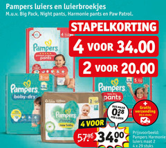  2 4 pampers luiers luierbroekjes big pack night pants harmonie paw patrol baby new luier verzending stuks maat 