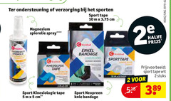  1 2 5 10 ondersteuning verzorging sporten magnesium spray sport tape cm halve kinesiologie enkel bandage kruidvat sporttape wit stuks 2x neopreen knie 