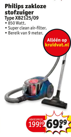  9 philips zakloze stofzuiger watt super clean air filter bereik meter kruidvat.nl 