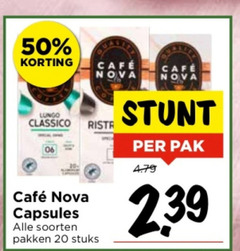  cafe nova koffiecups 20 50 mcafee lungo classico 06 capsules soorten pakken stuks pak 