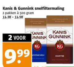  kanis en gunnink koffie 2 500 snelfiltermaling pakken 