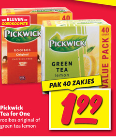  pickwick thee 40 rooibos original caffeine free tea for one green lemon pak zakjes 