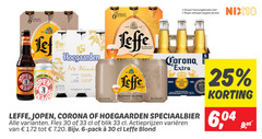  jopen hoegaarden leffe corona blikjes bier speciaalbieren 6 18 25 30 33 100 8 5 anno lef north sea wit blanche juicy 3 naturally cloudy blonde blond vel with jaar legitimatie alcohol nix18 natura since cerveza cerveceria speciaalbier fles blik varieeren pack 