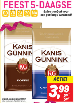  kanis en gunnink koffie 1 5 28 30 31 500 1885 feest aanbod weekend koffiebranders snelfiltermaling pak 3 99 50 