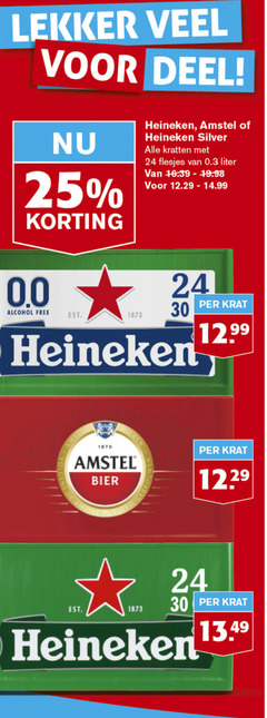  heineken 0.0 amstel krat bier 24 25 30 31 1870 deel silver kratten liter alcohol free 