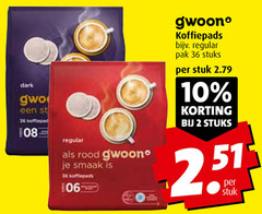  gwoon koffiepads 2 10 36 dark regular rood pak stuks stuk 