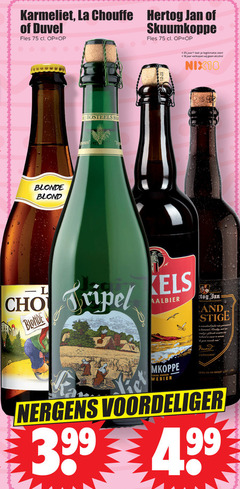  karmeliet la chouffe duvel hertog jan speciaalbieren 18 25 fles skuumkoppe blonde blond bra jaar legitimatie alcohol nix18 ripe and wisselend palet geroosterde karamel kruidig afdronk waarin nema tweede donker brabant 