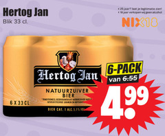  hertog jan blikjes bier 1 6 18 25 33 blik jaar legitimatie alcohol nix18 natuurzuiver traditioneel water granen 5 pack 4 9 