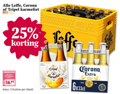  karmeliet leffe corona speciaalbieren blikjes bier krat 2 3 10 24 25 100 tripel nix18 latte brewed with water natural ingredients flesje kratten val la since cerveza 