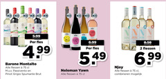  2 montalto 5.99 fles barone flessen pinot grigio spumante brut njoy joy sauvignon chardonnay combineren 