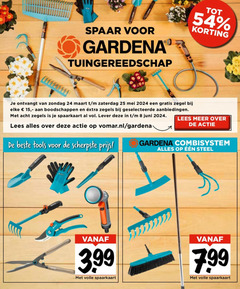  8 15 24 25 spaar gardena tuingereedschap ontvangt zaterdag zegel zegels spaarkaart lever juni lees vomar.nl tools combisystem steel 3.99 volle 