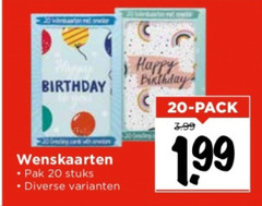  20 birthday wenskaarten pak stuks happy pack 3.99 