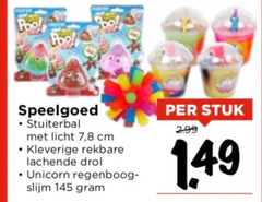  pool speelgoed stuiterbal licht 7 8 cm kleverige rekbare lachende unicorn slijm stuk 