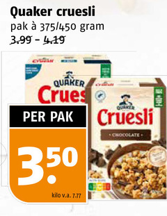  350 quaker cruesli pak 450 kilo v.a. 