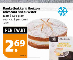  8 400 banketbakkerij horizon advocaat sneeuwster taart ca. personen kilo gemak 