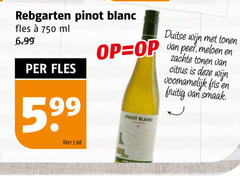  witte wijn 750 rebgarten pinot blanc fles ml liter duitse tonen peer meloen zachte citrus fris fruitig 