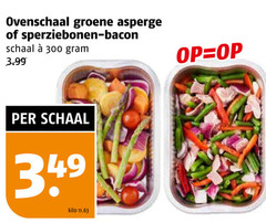  300 ovenschaal groene asperge sperziebonen bacon schaal 3.99 kilo 