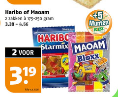  2 haribo maoam zakken share starmix 5 munten supermarkten 31 kilo v.a. 