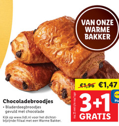  1 3 25 chocoladebroodjes gevuld chocolade www.lidl.nl filiaal warme bakker 96 