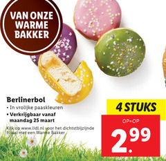  4 25 warme bakker berlinerbol paaskleuren maandag www.lidl.nl filiaal stuks 