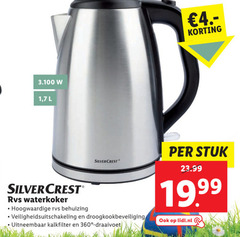  360 1 7 l silver crest rvs waterkoker hoogwaardige behuizing silvercrest veiligheidsuitschakeling droogkookbeveiliging uitneembaar kalkfilter stuk lidl.nl 