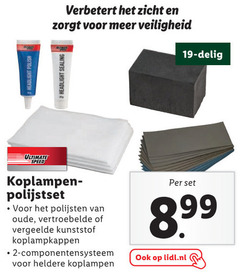  19 zicht veiligheid delig headlight polish ultimate speed sealing polijstset polijsten oude vergeelde kunststof componentensysteem heldere koplampen lidl.nl 