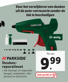  verwijderen deuken auto carrosserie lak parkside delig iii reparatieset reparatie beugel lijm pistool lijmsticks lidl.nl 