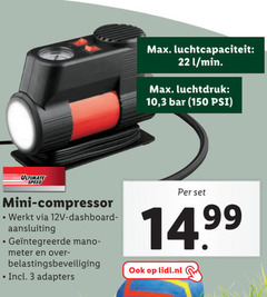  3 22 150 luchtcapaciteit l min luchtdruk 10 bar psi ultimate speed mini compressor 12v dashboard aansluiting meter adapters lidl.nl 