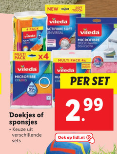  4 99 pack vileda soft new touch universal microfibre dish cloth multi x4 colors doekjes sponsjes 4x quality lidl.nl 