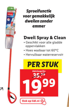  60 vileda sproeifunctie dweilen emmer dweil spray clean gladde oppervlakken hoes wasbaar waterreservoir stuk lidl.nl 