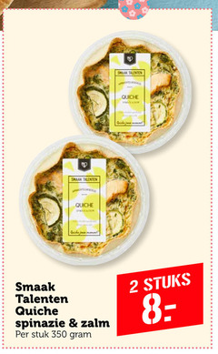  2 350 talenten berg quiche moment spinazie zalm stuk stuks 