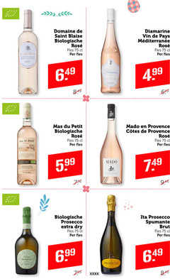  champagne sparkling wijn prosecco 2 18 domaine du petit saint blaise biologische rosee fles diamarine vin pays mado provence organic wine tan 5.99 dry provenza cotes spumante brut 