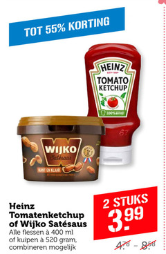  2 55 100 400 heinz tomato ketchup wijko kant klaar tomatenketchup flessen ml combineren stuks 3.99 