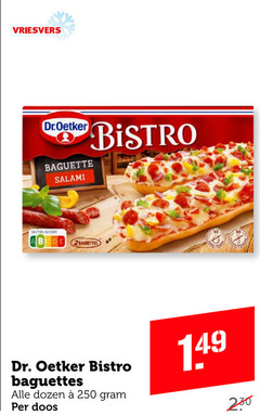  250 vriesvers dr.oetker baguette salami bistro nutri score dr. oetker baguettes dozen doos 