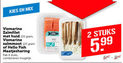  2 4 mix vismarine zalmfilet huid zalmmoot hello fish maatjesharing pak stuks combineren vis marine gecertificeerd duurzame 5.99 