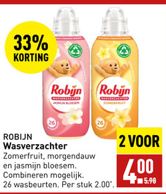  2 26 33 100 robijn biologisch afbreekbare ingredient plas wasverzachter jasmijn bloesem zomerfruit combineren wasbeurten stuk 4 00 