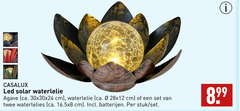  led solar waterlelie agave ca. cm twee waterlelies batterijen stuk 