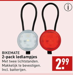  2 100 bikemate 00 pack ledlampjes twee lichtstanden bevestigen batterijen 