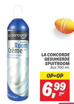  700 la concorde gesuikerde room dairy cream with sugar spuitroom bus ml 6 99 