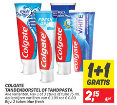  1 2 3 10 triple action white pro fresh gel new fles calc sensation days colgate tandenborstel tandpasta pak stuks tube ml varieeren tubes blue 15 