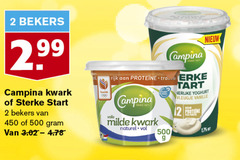  campina yoghurt kwark 2 12 450 500 bekers start volle rijk milde tart vleugje vanille anno proteine naturel 