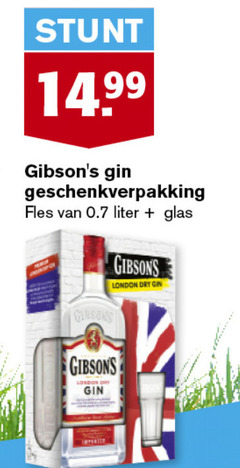  gibsons gin 14 99 geschenkverpakking fles liter glas london dry 