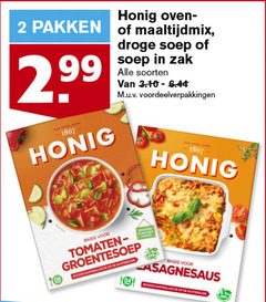  honig soep maaltijdmix 2 1867 oven pakken tafel droge zak soorten 06 basis tomaten groentesoep boodschappenlijstje achterzijde 