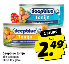  2 deepblue tonijn stukken water skipjack zonnebloem stuks blikje 